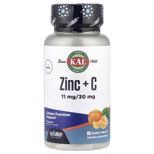 KAL Zinc + C, Tangerine, 90 Micro Tablets