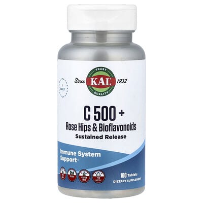 KAL, C 500 + Rose Hip Bioflavonoids, 100 Tablets
