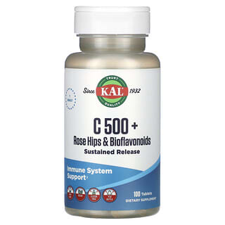KAL, C 500 + шиповник и биофлавоноиды, 100 таблеток