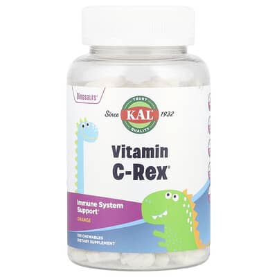 KAL, Dinosaurs®, Vitamin C-Rex®, Orange, 100 mg, 100 Chewable Tablets