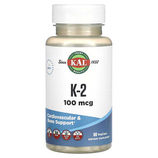 KAL, K-2, 100 мкг, 60 вегетарианских капсул