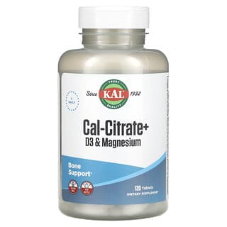 KAL, Cal-Citrate+, витамин D3 и магний, 120 таблеток