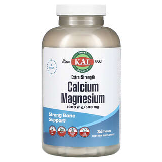 KAL, Calcium Magnésium, Extrapuissant, 250 comprimés