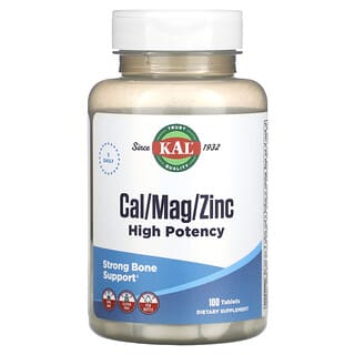 KAL, Cal / Mag / Zinco, Alta Potência, 100 Comprimidos