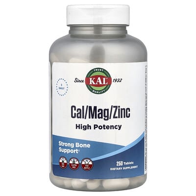 KAL, Calcium/Magnesium/Zinc, Highly Active, 250 Tablets