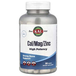KAL, Cal / Mag / Zinc, Alta potencia, 250 comprimidos