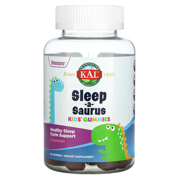 KAL‏, Sleep-a-Saurus סוכריות גומי לילדים, תות, 60 סוכריות גומי