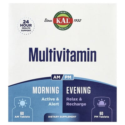 KAL, multivitamin, morning and evening, 2 packs, 60 tablets each