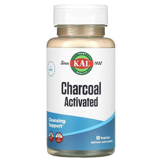 KAL, Carbón activado, 280 mg, 50 cápsulas vegetales