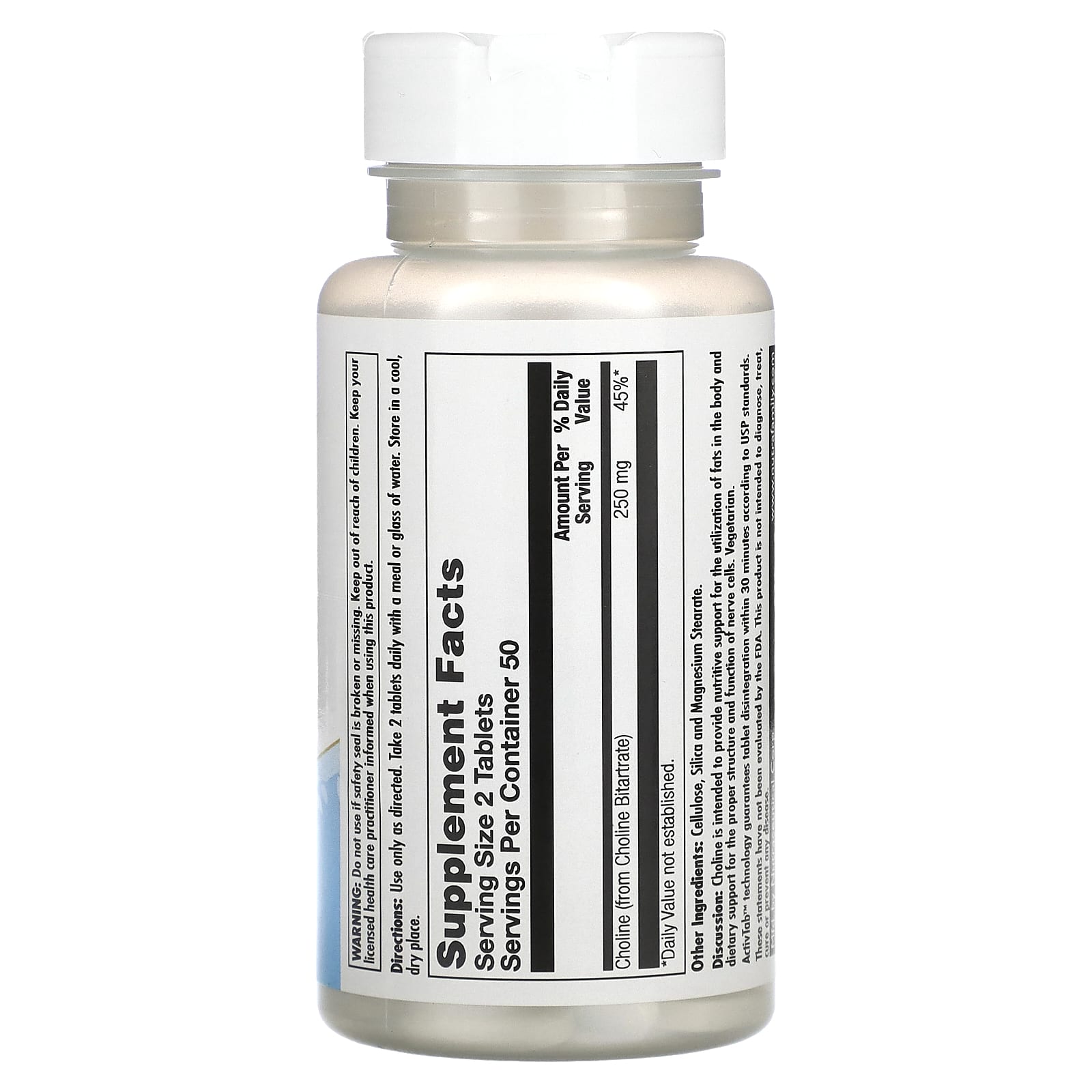 KAL, Choline, 250 mg, 100 Tablets (125 mg per Tablet)