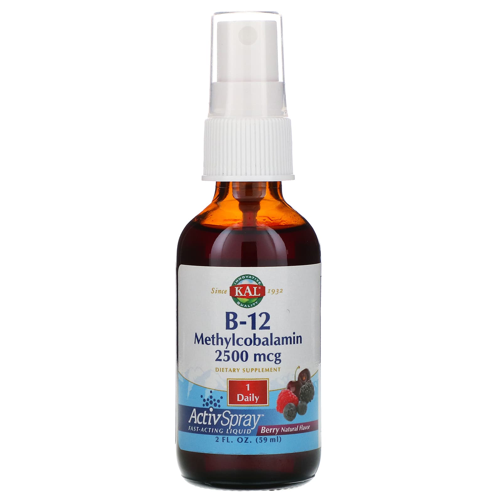 KAL, B-12 Methylcobalamin, Berry, 2,500 Mcg, 2 Fl Oz (59 Ml)