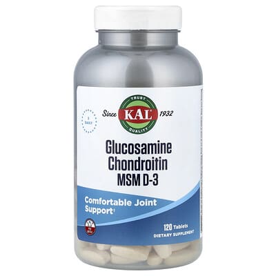 KAL, Glucosamine Chondroitin MSM D-3, 120 Tablets