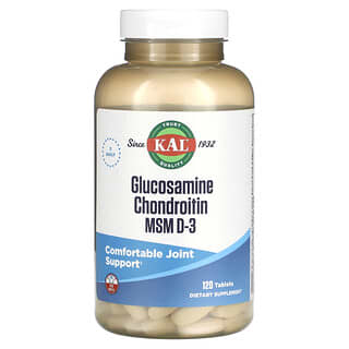 KAL, グルコサミン コンドロイチン MSM（メチルスルフォニルメタン） D-3、タブレット120粒