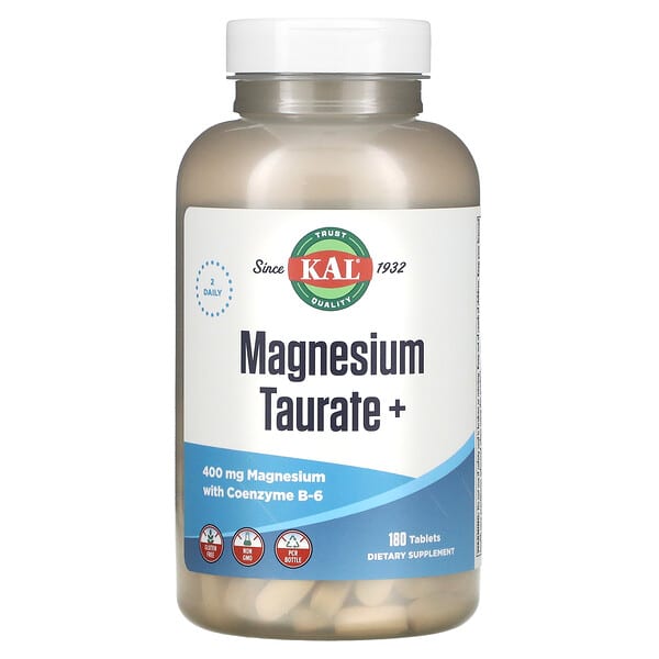 KAL, Magnesium Taurate +, 200 mg, 180 Tablets