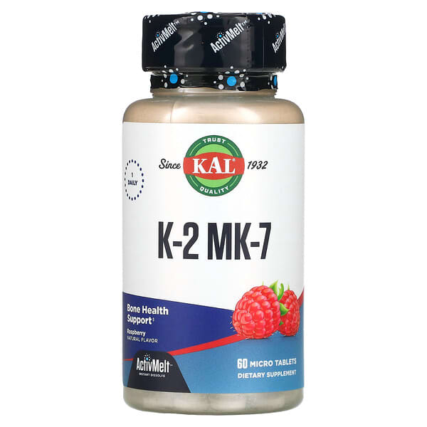 KAL‏, K-2 MK-7, Bone Support, Raspberry, 60 Micro Tablets
