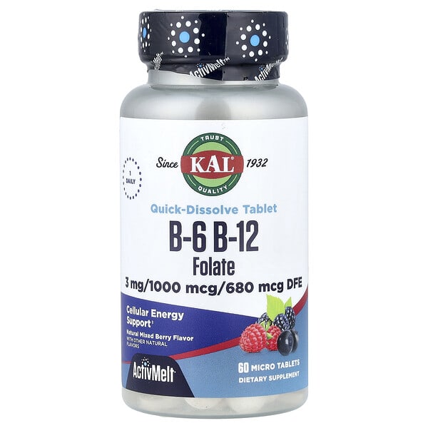 KAL, B-6 B-12 엽산, 베리, 마이크로정 60개