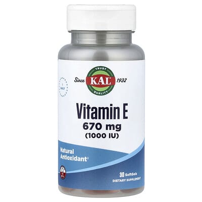 KAL, Vitamin E, 670 mg (1,000 IU), 30 Softgels