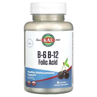 KAL, B-6 B-12 Folic Acid, Black Cherry, 60 Lozenges