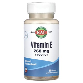KAL, Vitamina E, 268 mg (400 UI), 90 cápsulas blandas