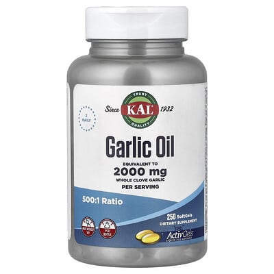 KAL, Garlic Oil, 250 Capsules