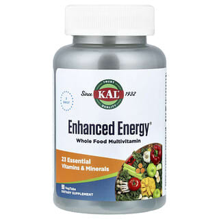 KAL, Enhanced Energy, цільнохарчові мультивітаміни, 90 вегетаріанських таблеток