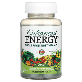 KAL, Enhanced Energy, 천연 식품 종합비타민, 베지 정제 90정