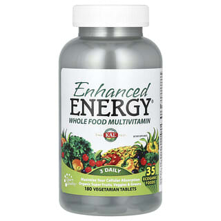 KAL, Enhanced Energy, Multivitamínico de Alimentos Integrais, 180 Comprimidos Vegetarianos