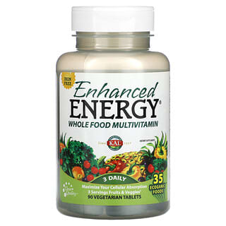 KAL, Enhanced Energy, 천연 식품 종합비타민, 철분 무함유, 베지 정제 90정