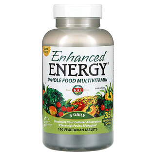 KAL, Enhanced Energy, 천연 식품 종합비타민, 철분 무함유, 베지 정제 180정