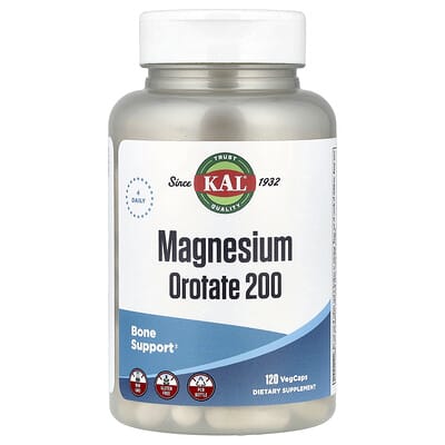KAL, Magnesium Orotate 200, 120 Vegetarian Capsules (50 mg per capsule)