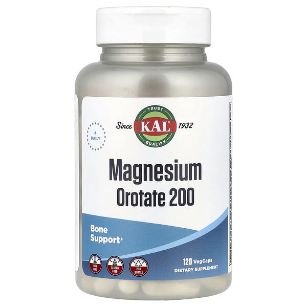 KAL Magnesium Orotate 200, 120 Vegcaps (50 mg per Capsule)