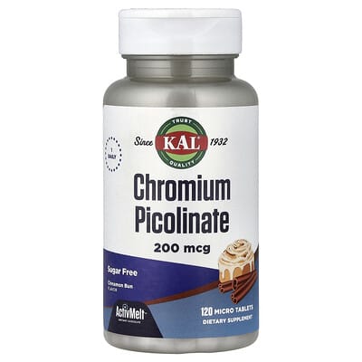 KAL, Chromium Picolinate, Cinnamon Roll Flavor, 200 mcg, 120 Microtablets