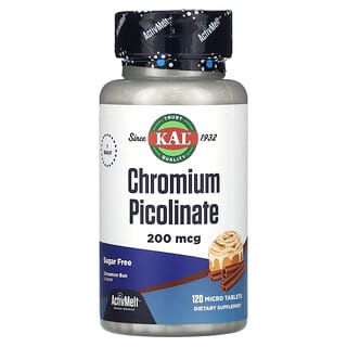 KAL, Chromium Picolinate, Sugar Free, Cinnamon Bun, 200 mcg, 120 Micro Tablets