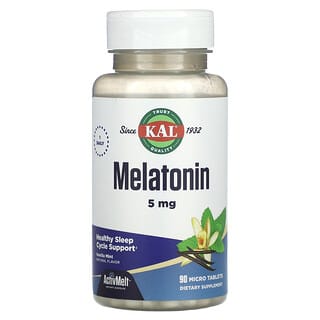 KAL, メラトニン、バニラミント、5 mg、マイクロタブレット90錠