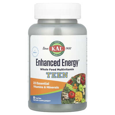 KAL, Enhanced Energy&reg;, Teen, Multivitamin, 60 VegTabs