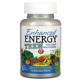 KAL, Enhanced Energy, смесь для улучшения памяти и концентрации, для подростков, 60 вегетарианских таблеток