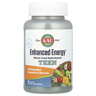 KAL, Mieszanka Enhanced Energy, Teen, Memory & Concentration, 60 tabletek wegetariańskich