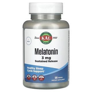 KAL, Melatonina, Liberação Sustentada, 3 mg, 120 Comprimidos