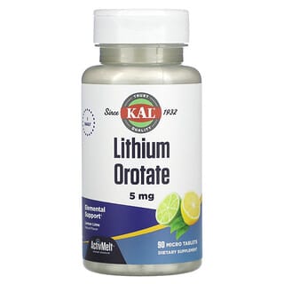 KAL, Orotate de lithium, arôme naturel de citron - citron vert, 90 micro-comprimés