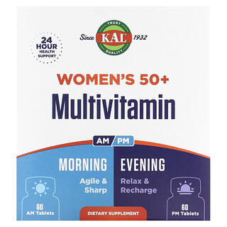 KAL, マルチビタミン、朝と夜用、50歳以上の女性向け、2個セット、各タプレット60粒
