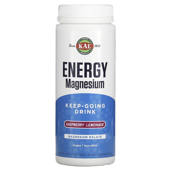 KAL, Energy Magnesium，續能飲品，樹莓檸檬水，14.3 盎司（405 克）