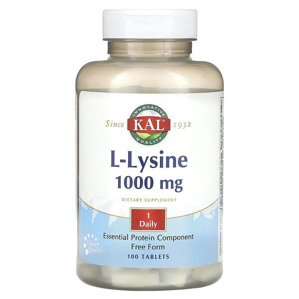KAL L-Lysine, 1,000 mg, 100 Tablets