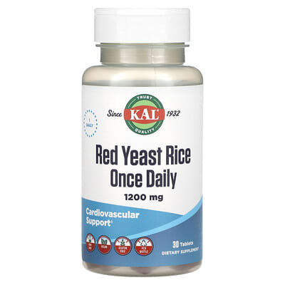 KAL, Red Yeast Rice, 1200 mg, 30 Tablets