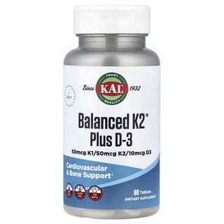 KAL, Balanced K2 Plus D3, 60 Tablets