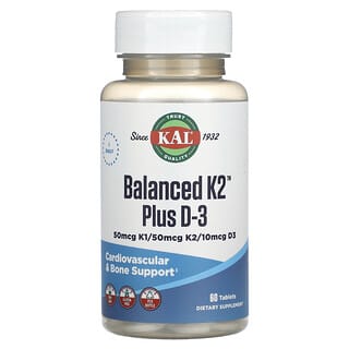 KAL, Balanced K2 Plus D3, ausgeglichenes K2 plus D3, 60 Tabletten