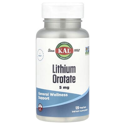 KAL, Lithium Orotate, 5 mg, 120 Vegetarian Capsules