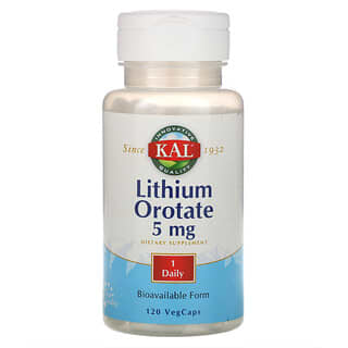 KAL, Orotato de Lítio, 5 mg, 120 Cápsulas Vegetais