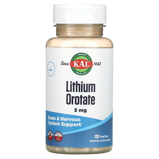 KAL, Orotato de Lítio, 5 mg, 120 Cápsulas Vegetais