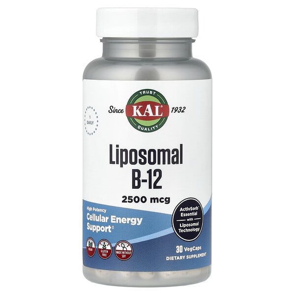KAL, 리포소말 B-12, 고효능, 2,500mcg, 베지 캡슐 30정