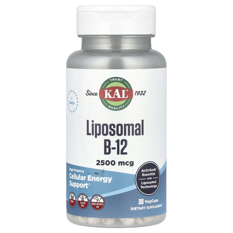 リポソームB-12（ビタミン12）、High Potency、2,500mcg、ベジカプセル30粒